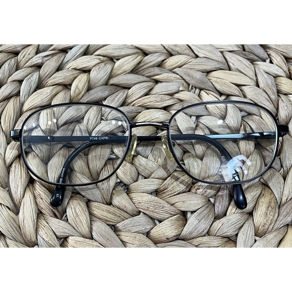 Capri PT48 Eyeglasses Mens Black/Gold 60-19-150 Oval Shape Minimalist